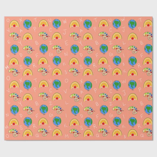 Coral School Supplement Pattern Geschenkpapier (Flach)