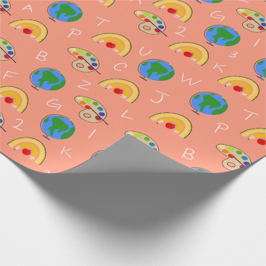 Coral School Supplement Pattern Geschenkpapier (Ecke)