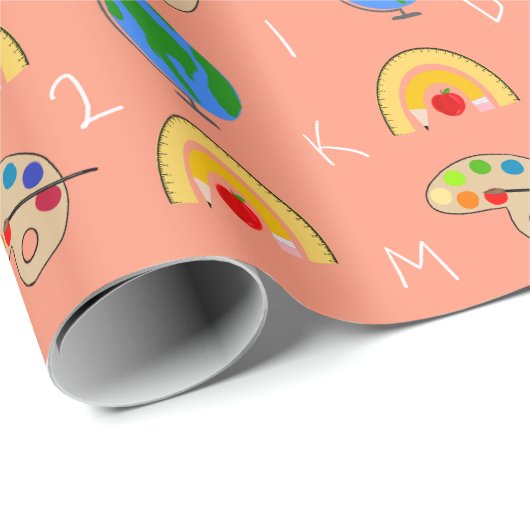 Coral School Supplement Pattern Geschenkpapier (Rolleneckpunkt)