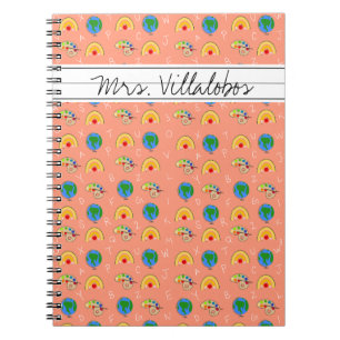 Coral School Supplies and the Alphabet  Notizblock