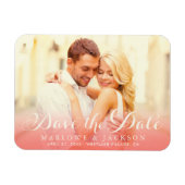 Coral Script-Foto-Overlay-Hochzeit Speichern Sie d Magnet (Horizontal)