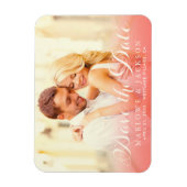 Coral Script-Foto-Overlay-Hochzeit Speichern Sie d Magnet (Vertikal)