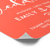 Coral Script Nautical Wedding Welcome Sign Poster (Ecke)