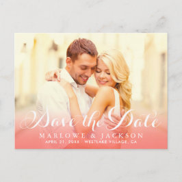 Coral Script Overlay-Foto Save the Date Ankündigungspostkarte