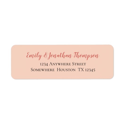 Coral Script schwarzer Text Peach Rücksendeadresse (Vorne)