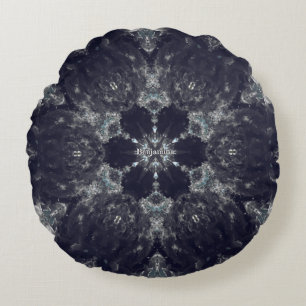 Coral Sea Star Mandala Black Gray Lila Hues Rundes Kissen