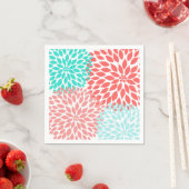 Coral Seafoam Aquamarin Dahlia Mums Blüten Serviette (Beispiel)