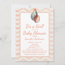 Coral Seashell Baby Shower Girl Boy Einladung