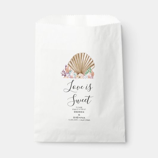 Coral & Seashell Beach Wedding Geschenktütchen (Vorderseite)