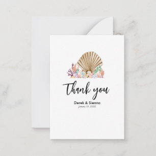 Coral & Seashell Beach Wedding Note Card Mitteilungskarte