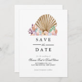 Coral & Seashell Beach Wedding Save The Date (Vorne/Hinten)
