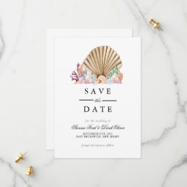 Coral & Seashell Beach Wedding Save The Date