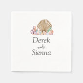 Coral & Seashell Beach Wedding Serviette (Vorderseite)
