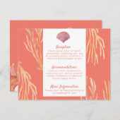 Coral & Seashells Beach Wedding Card Begleitkarte (Vorne/Hinten)