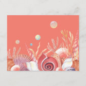 Coral & Seashells Beach Wedding Card Begleitkarte (Rückseite)