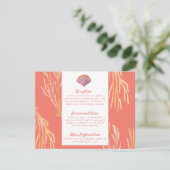 Coral & Seashells Beach Wedding Card Begleitkarte (Stehend Vorderseite)