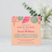 Coral Seashells Wedding Bridal Dusche Einladung (Stehend Vorderseite)