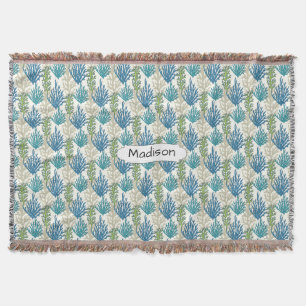 Coral Seaweed Pattern individuelle Name Decke werf