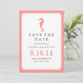 Coral Seepferd Hochzeitssache Datum speichern Save The Date (Stehend Vorderseite)