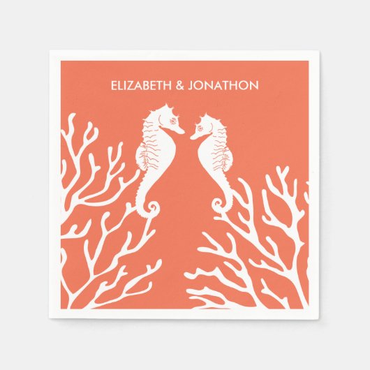 Coral Seepferd Serviette (Vorderseite)