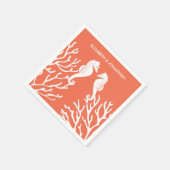 Coral Seepferd Serviette (Ecke)