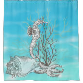 Coral Seepferd Starfish Ocean Deco Duschvorhang (Vorderseite)