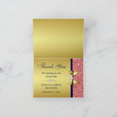 Coral Sequins Gold Navy Diamonds Bow Vielen Dank Dankeskarte (Innenseite)