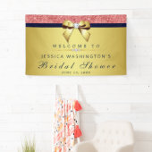 Coral Sequins Navy Gold Diamonds Bow Brautparty Banner (Insitu)