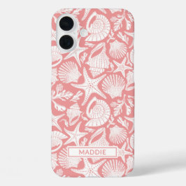 Coral Shells Personalized iPhone 16 Plus Hülle