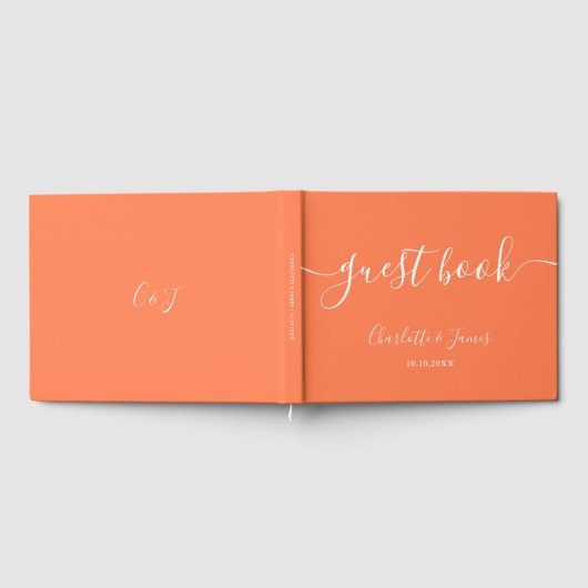 Coral Signature Script Wedding Gästebuch (Voll)