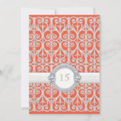 Coral & Silver, Diamonds & Lace, Mis Quince Anos Einladung (Rückseite)