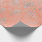 Coral Silver Peach Damask Antonietta Versaille Geschenkpapier (Ecke)
