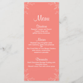 Coral Simple Elegant Floral Wedding Menu Menükarte