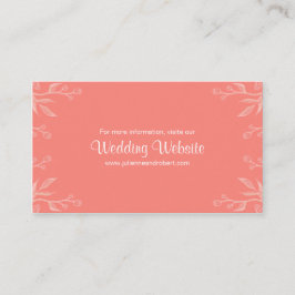 Coral Simple Elegant Wedding Website Card Begleitkarte