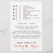 Coral Simple Heart Wedding Program (Rückseite)