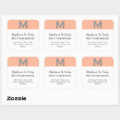 CORAL Simple Monogram Address Label V28 Quadratischer Aufkleber (Blatt)