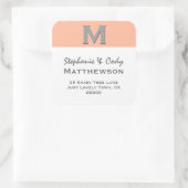 CORAL Simple Monogram Address Label V28 Quadratischer Aufkleber (Tasche)