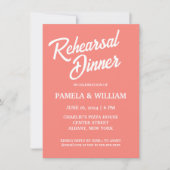 Coral Simple Style Wedding Probe Dinner Einladung (Vorderseite)