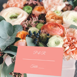 Coral Simple Stylisierte SkriptWedding Platzkarte