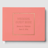 Coral Simple Stylized Lettering Wedding Gästebuch (Vorderseite)