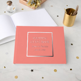Coral Simple Stylized Lettering Wedding Gästebuch