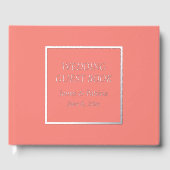 Coral Simple Stylized Lettering Wedding Gästebuch (Vorderseite)