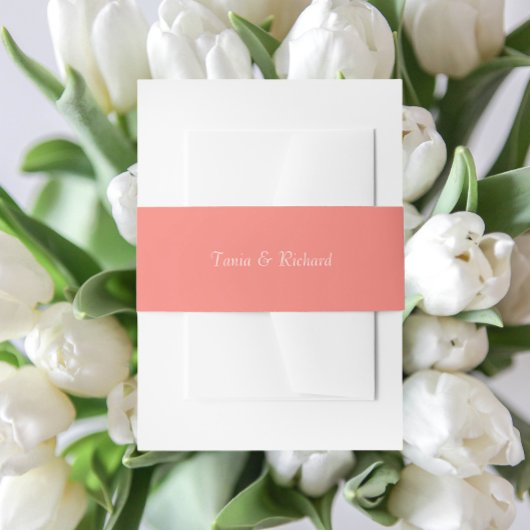 Coral Simple Stylized Name Wedding Einladungsbanderole