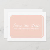 Coral Simply Elegant Save the Date Postcard Ankündigungspostkarte (Vorne/Hinten)