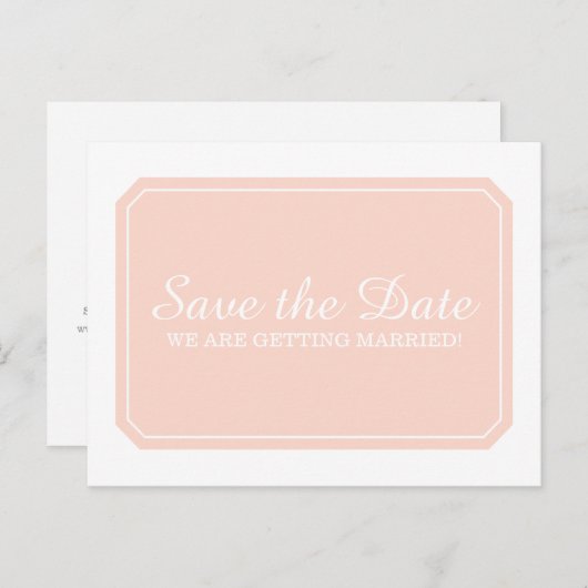 Coral Simply Elegant Save the Date Postcard Ankündigungspostkarte (Vorne/Hinten)