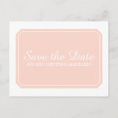 Coral Simply Elegant Save the Date Postcard Ankündigungspostkarte (Vorderseite)
