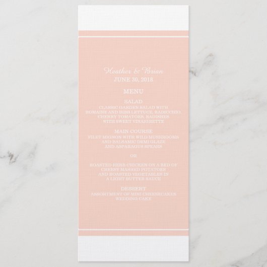 Coral Simply Elegant Wedding Menu Menükarte (Vorderseite)