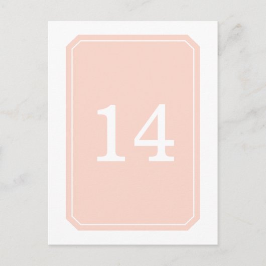Coral Simply Elegante Tischnummer Postkarte (Vorderseite)