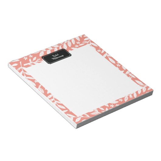 Coral Sketched Floral Personal Notepad Notizblock (angewinkelt)