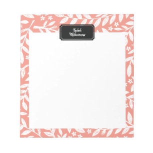 Coral Sketched Floral Personal Notepad Notizblock